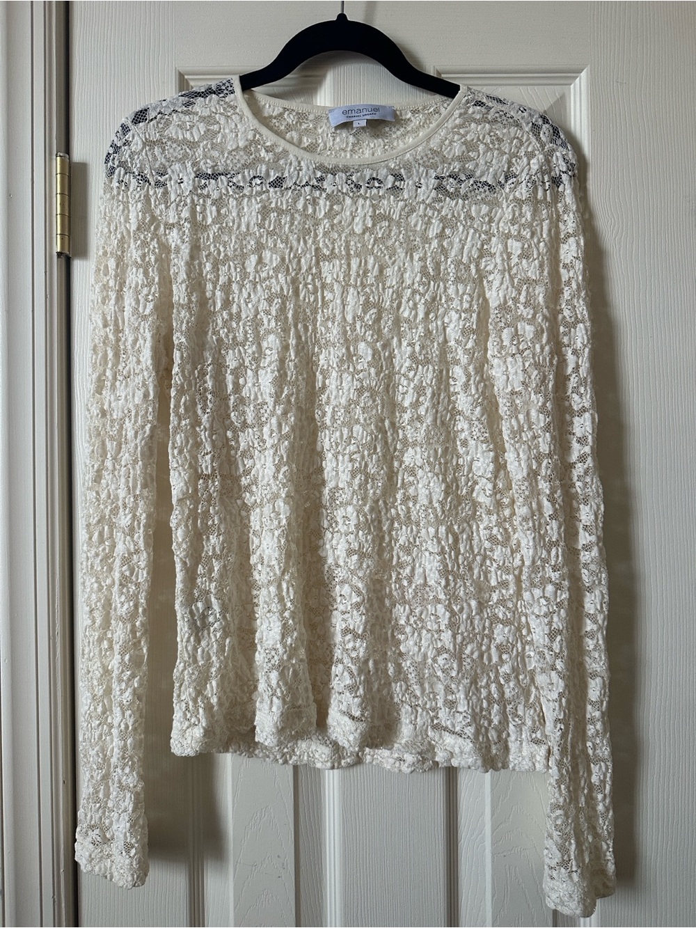 Emanuel Ungaro Cream Lace Long-Sleeve Top